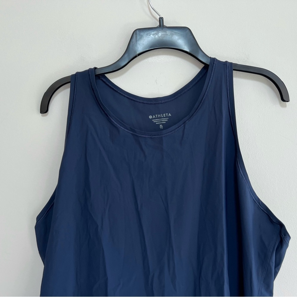 Athleta Match Point Pleated Sleeveless High Neck Tennis Dress in Navy Blue, XL - Picture 4 of 10